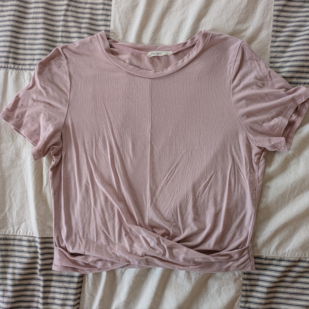 Sozy Kendall Cross Front Crop Top in Blush